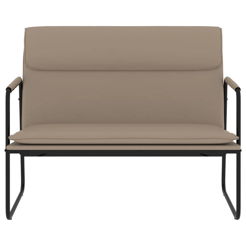Ławka do siedzenia cappuccino ze sztucznej skóry, wyściełana metalowym stelażem, 100 x 64 x 80 cm, do jadalni, korytarza, salonu, sypialni i przedpokoju