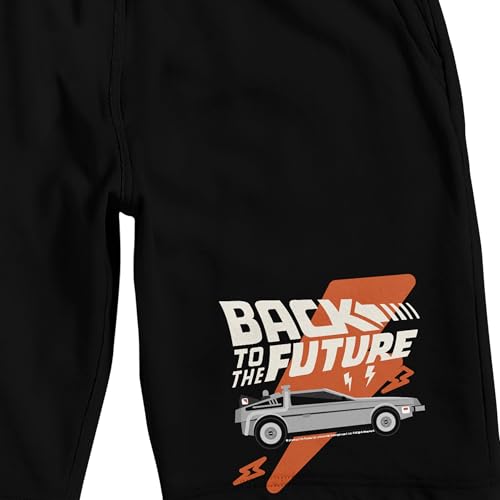 Back to The Future Delorean & Thunderbolt Logo Adult Black Sleep Pajama Shorts2