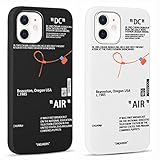 2 Pack Cool Phone Case for iPhone 12 Pro/iPhone 12 Case 6.1", Fashion Sports Shoes Brand Pattern Design,Basketball Label Printed Black White Cover for Women Men Boys Girls,Soft TPU Cases for iPhone12