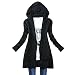Weixinbuy Women Long Sleeves Cardigan Knitted Hooded Coat Black
