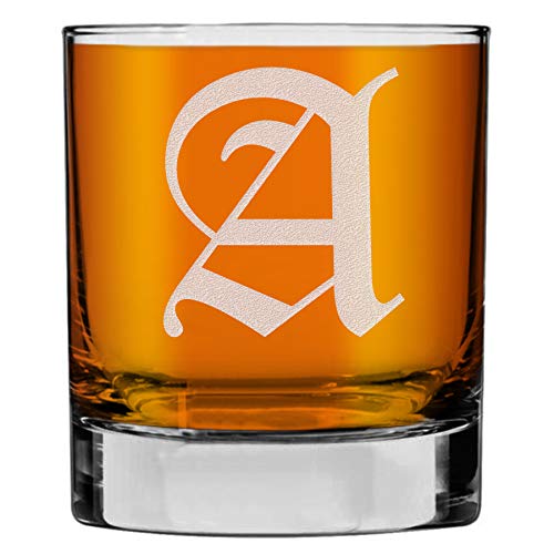 Etched Monogram 11oz Rocks Old Fashioned Lowball Glass for