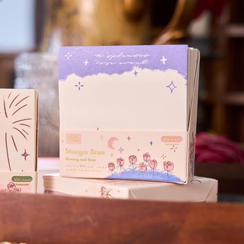 Image of Sticky Notes Set, Multicolour, Over 200 Rectangular Self-Stick Memo Pads with Delicate Heart, Rose & Butterfly Designs for Journaling, Office, Creative Projects (Pack-1)(Multi Color)