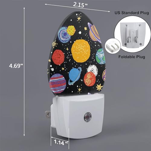 Image of Planets Night Light Solar System Universe Space Sun Earth Stars Moon Mars Jupiter Plug-in Nightlight Energy Saving 0.5W LED Lighting for Boys Girls Men Women