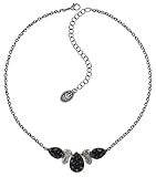  Konplott: Collier Tears of Joy, edles Tropfen-Kelch-Collier mit mehreren Kristallsteinen und stabiler Erbskette, schwarz, für Damen/Frauen