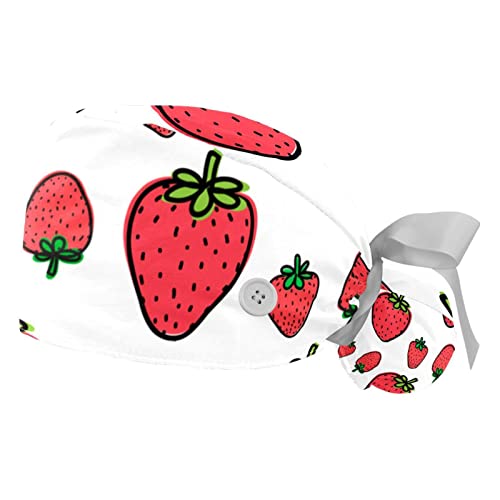Chapeaux bouffants JDEZ à motif fraise avec bandeau anti-transpiration ajustable