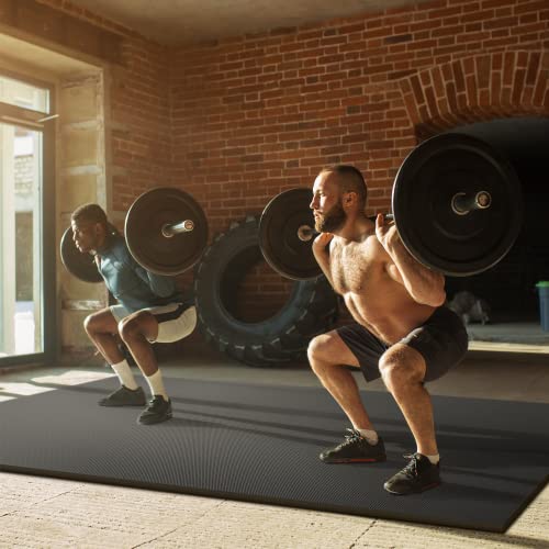 Elevens Large Exercise Mat 9 x 6 ft 7mm Thick Premium Ultra-Durable Non-Slip Workout Mat for Home Gym Flooring, Ideal for Cardio, Fitness, Non-Toxic, Non-Slip Barefoot Exercise Yoga Mat black - Thumbnail 3