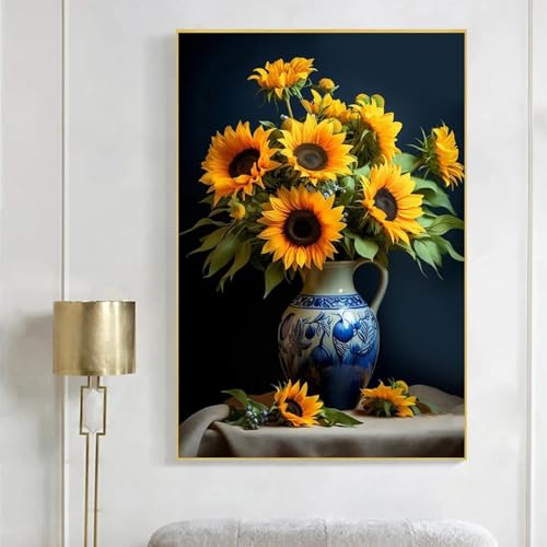 Affiches et impressions fleurs jaune tableau de salon moderne 70x100 - 2