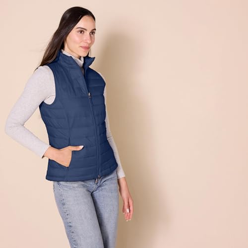 Amazon Essentials Damen Leichte wasserabweisende und packbare Steppweste, Navy, L
