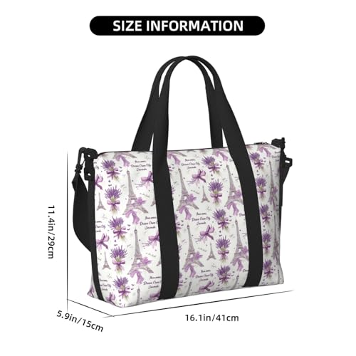 Travel Duffle Bags For Women Men - Purple Bow Lavender Print Personal Item Weekender Overnight Gym Carry On Airport Tote Bag With Strap For Yoga, Travel, Business Trips2