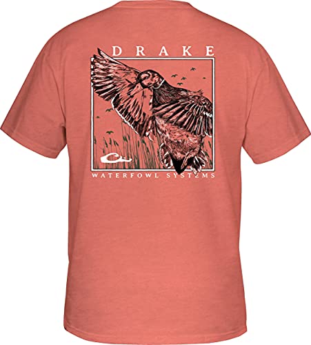 Drake Waterfowl Cupped Up T S/S Salmon Heather Medium