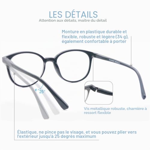 MODFANS Lot de 4 Lunettes de Lecture 3.5 Homme Femme,Lunettes Loupe Branches a Ressort,Lunettes de Vue Monture Leger – vue 4