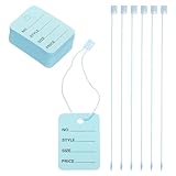 QUARKZMAN Preisschilder Hängetag Beschriftbare Etiketten Display Label, 2 x 1,4 Zoll Blau Tagging für Kleidung Selbstgemachte Preisauszeichnung mit Nylonfaden 150er Set
