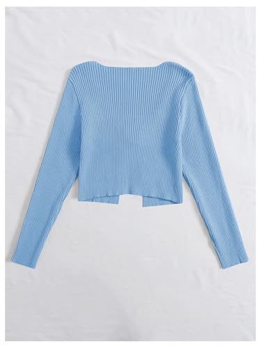 Image of Floerns Women's Tie Front Long Sleeve Rib Knit Shrug Sweaters Cardigan Crop Top