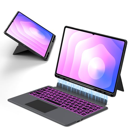 Digitazione confortevole come su un laptop: la chiara tastiera touch dotata di tasti rapidi Android OS consente di regolare facilmente luminosità, riproduzione multimediale, volume e altro ancora con un solo tocco. La tastiera è realizzata in materiale ABS di alta qualità e il meccanismo a molla sotto ogni tasto fornisce un feedback preciso ad ogni clic. Come digitare più velocemente e con meno errori rispetto a un touchscreen