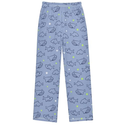 Boy's Pj Pants Whale Shark Dolphin Lounge Bottoms Elastic Waist Kids Joggers with Pockets Size 6-14