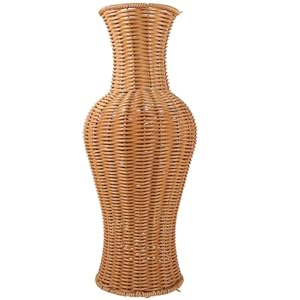 Rattan Woven Flower Vase – Elegant Rattan Vase Home Decor for Dried Flowers – Artificial Wicker Floor Vase for Home Office Decoration, Rustic Boho Design, 45X19cm/17.71X7.48inch