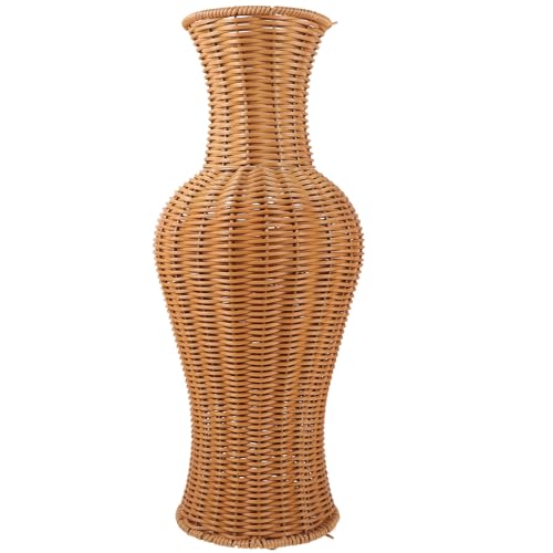 Rattan Woven Flower Vase – Elegant Rattan Vase Home Decor for Dried Flowers – Artificial Wicker Floor Vase for Home Office Decoration, Rustic Boho Design, 45X19cm/17.71X7.48inch
