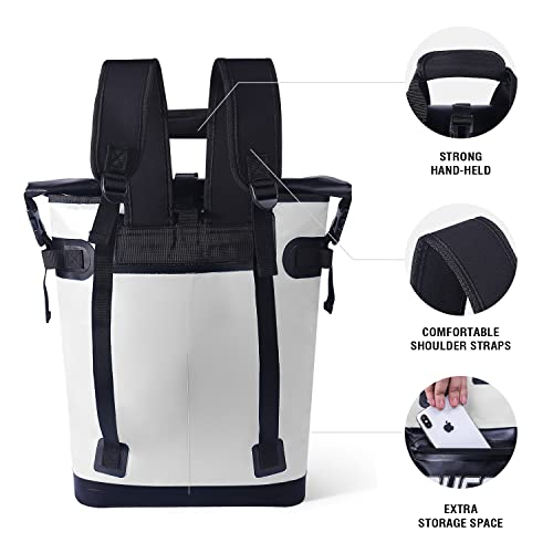 Buffalo Gear Cooler Backpack,18L Leakproof Cooler Bag Insulated Cooler For Picnic Beach Camping Hiking Park Fishing (White) #TOP3