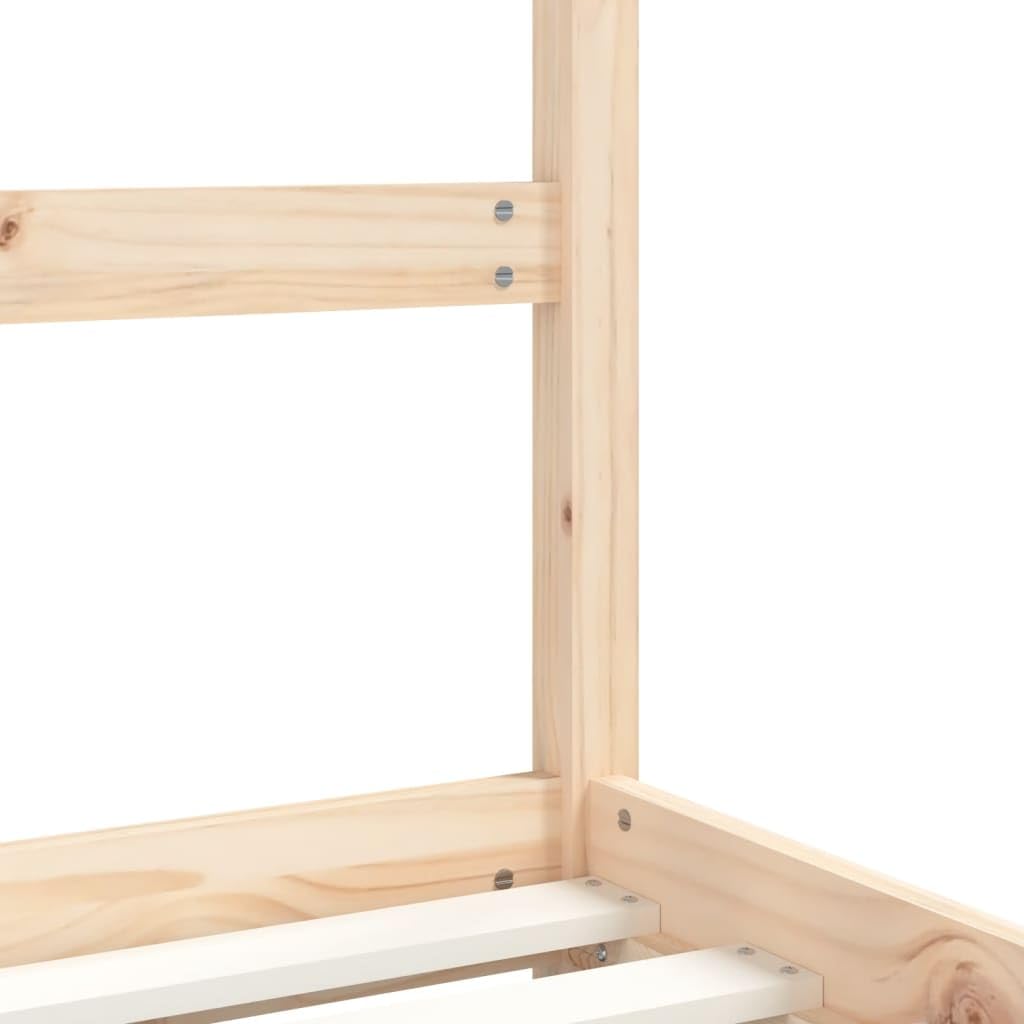 Kinderbett Massivholz Kiefer 70x140 cm mit Lattenrost Gitterbett für Kleinkinder 18 Monate bis 4 Jahre, unbehandeltes Holz Kinderzimmer Juniorbett Schlafplatz und Spielbereich