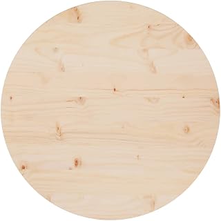Round Table Top Solid Pine Wood, Replacement Table Top for Dining Table, Coffee Table, Home, Office, Natural Ø23.6"x1" Solid Wood Pine