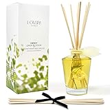 LOVSPA Energy Lemon Blossom Scented Reed Diffuser Oil & Sticks Gift Set | Bright Zesty Lemon, Orange Flower, Grapefruit, Vanilla & Herbs | Made with Essential Oils & Decorated with Real Botanicals!