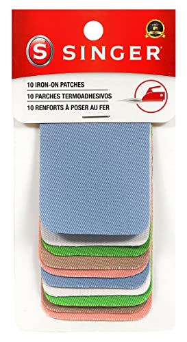 SINGER 00090 Iron-On Twill Patches, Assorted Light Colors, 2-Inch x 3-Inch, 10-Count,