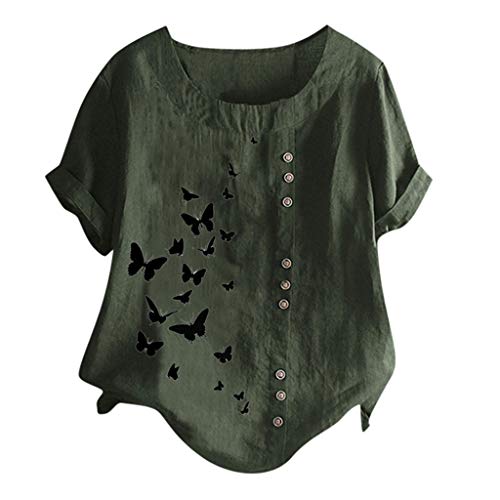 https://Home.firefDarringls Camiseta para Mujer, estallidos de Cuello Redondo Tops de Manga Corta de Verano Camiseta para Mujer t-Shirt Casual Impresa botón versátil Topoxchina.cn (Verde, M)
