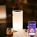 Yoolax light Solar Table Lamp, Portable Lamp for Outdoor/Indoor, Smart Outdoor Lantern with APP Control, RGB 8 Color Dimmable, Waterproof Cordless Lamp for Outside Patio Deck Camping