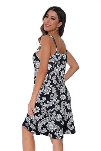 Image of JOELLYUS Summer Dresses for Women Spaghetti Strap Button Down Casual Sundress Beach Cover Up Dress with Pockets 2026