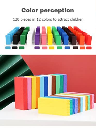 Image of AEXONIZ TOYS Wooden Building Blocks 120Pcs Multicolor Bulk Wooden Dominos Educational Stacking Counting Multiplication Building Block