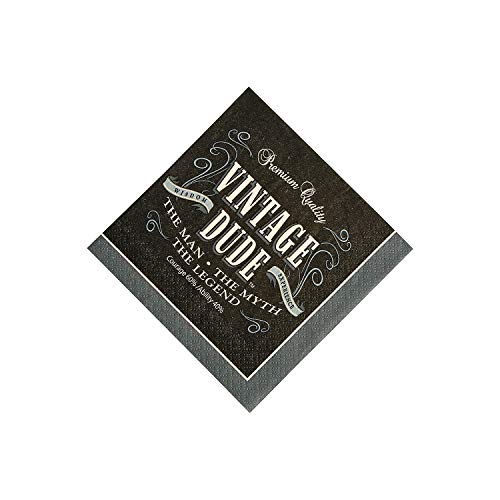 Fun Express - Vintage Dude Bev. Napkins (16pc) for Birthday - Party Supplies - Licensed Tableware - Licensed Napkins - Birthday - 8 Pieces