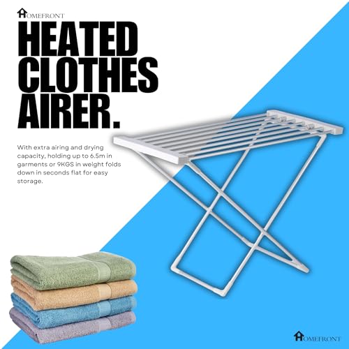 Homefront Heated Clothes Airer Dryer Rack, 130W Electric - Indoor Portable Free Standing Deluxe Eco Dry - Energy Efficient, Low Energy - Aluminium, Silver - 4