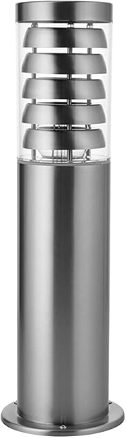 Tango IP44 Rated Brushed Stainless Steel Bollard Light Fixture for Outdoors - E27 Pedestal Post Light - LED Compatible Garden Post - Walkways, Pathways, Driveways | 450mm