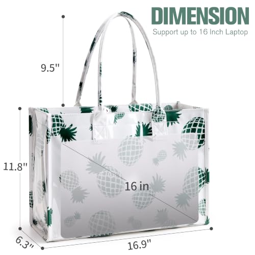 Image of KALIDI PVC Tote Bag Women's Kraft Paper Work Handbags Purses with Top Handle