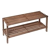 Honey-Can-Do 2-Tier Wood Shoe Rack Espresso SHO-08412 Brown