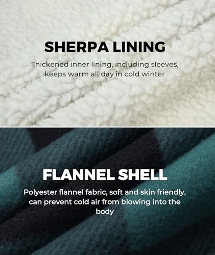 Image of ZITY Men's Flannel Hooded Jacket Fleece Sherpa Lined Plaid Shirts Jackets Zip Up Sweatshirt Hoodies for Men with 4 Pockets
