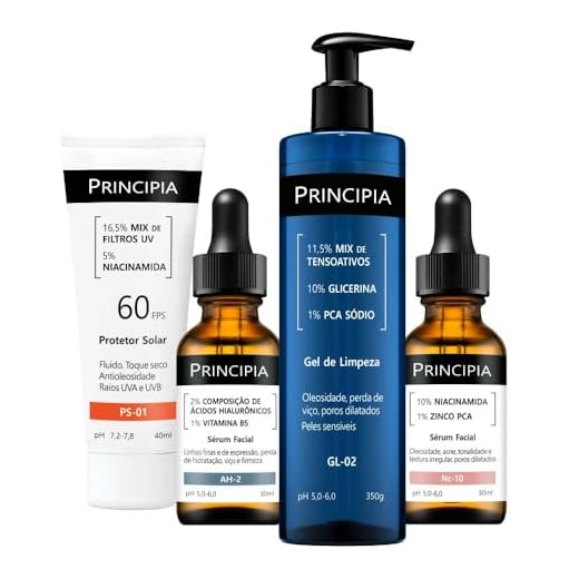 PRINCIPIA, Kit Primeira Rotina Avançada de Skincare GL-02 + NC-10 + AH-2 + PS-01 FPS60
