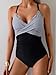 B2prity Women's One Piece Swimsuits Tummy Control Front Cross Bathing Suits Tie Back Slimming V Neck Swimwear Black Stripe