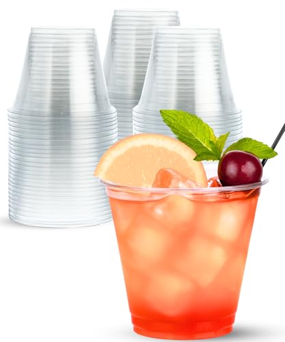 9 oz Clear Plastic Cups 40 Pack 9oz Plastic Cocktail Party Cups Disposable Wine Glasses Small Drinking Cup for Wedding Punch Cup Reusable Food Safe