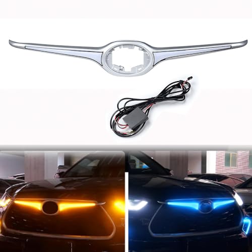 Compatible with Toyota Highlander 2020-2024 Dynamic LED Bumper Grille Center Light 3-Color DRL Daytime Running Ligth Grill with Sequential Turn Signal & wiring Harness Kit