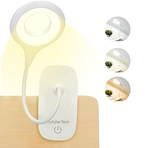 HyAdierTech Lampada da Scrivania LED con Pinza, 40 LED, lampada da libro per la protezione degli occhi, 3 colori * 3 luminosità, Lampada Libro USB Ricaricabile, Portabile, Scrivania, Letto, Viagg