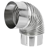 NUOBESTY Codo de Chimenea de Acero Inoxidable 6 CM Conducto de Escape 90° para Estufa de Calefacción Tubo Metálico Resistente para Estufa de Leña Ventilación para Uso Interior y Camping
