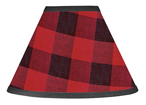 Image of Sweet Jojo Designs Woodland Buffalo Plaid Lamp Shade - Red and Black Rustic Country Lumberjack