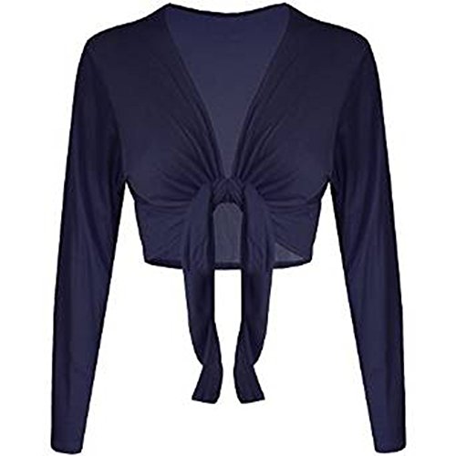 Cárdigan bolero con nudo frontal elástico y manga larga en color mostaza talla S 1