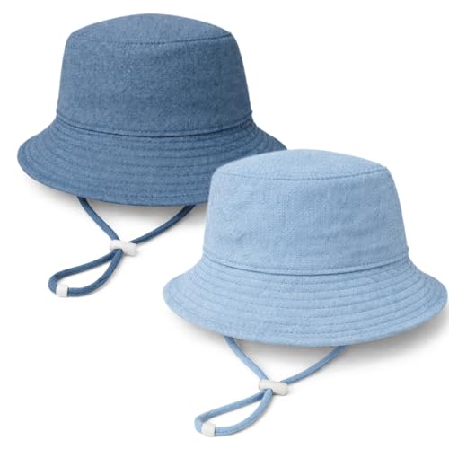 Baby Sun Hat Infant Toddler Summer Bucket Hat, Medical Cotton Yarn Sun Hats for Baby Boys Girls 6-24 Months