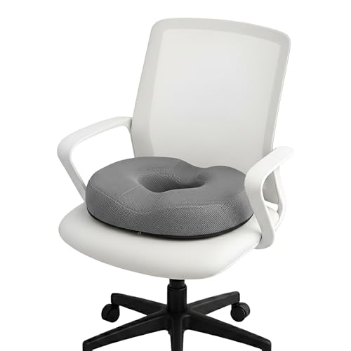 Image of Billebon Orthopedic Memory Foam Donut Pillow for Tailbone Pain| Coccyx Seat Cushion for Piles & Hemorrhoids| Sciatica| Prostate| Post-Natal| Pregnancy Pain Relief| Breathable Mesh Cover - Grey