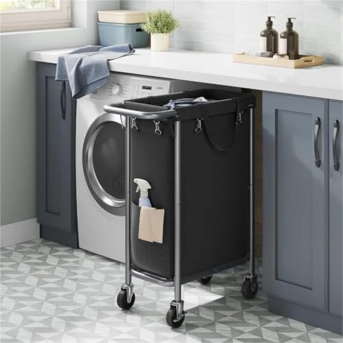 Cesta de ropa sucia para dormitorio con ruedas que soluciona el desorden 3
