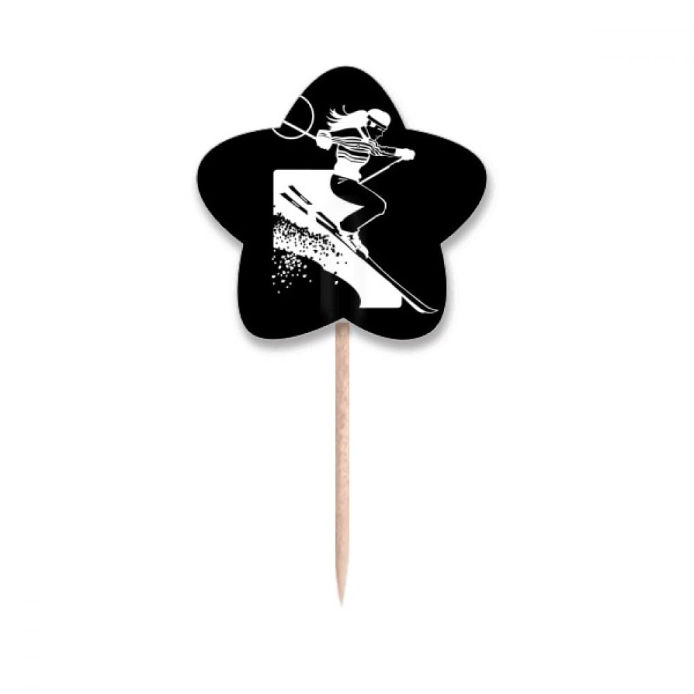 Piques à cupcakes motif ski noir pour décorer facilement un goûter d'anniversaire montagne