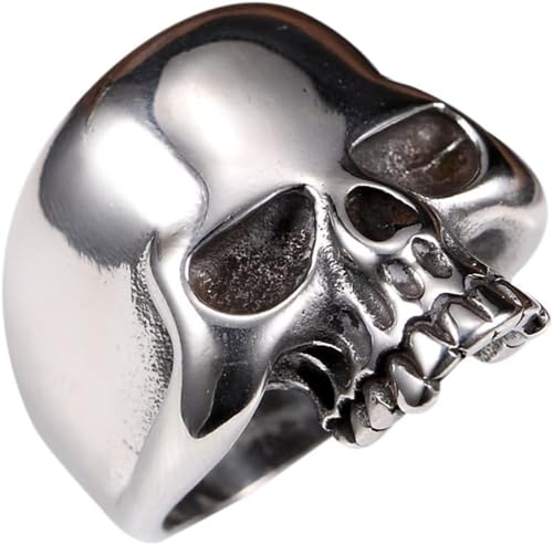 Stainless Steel Men's Cool Skull Head Solid Ring Punk