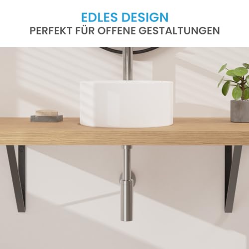 Bächlein Premium Design SiphonUniversal für Waschbecken & Waschtisch [Edelstahl gebürstet] Premium Design Siphon fürs Waschbecken